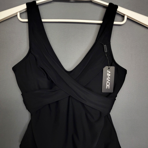 AIMAGE Swimsuit Womens Large One Piece V Neck Ruched Tummy Control Bathing Suit - Picture 5 of 14